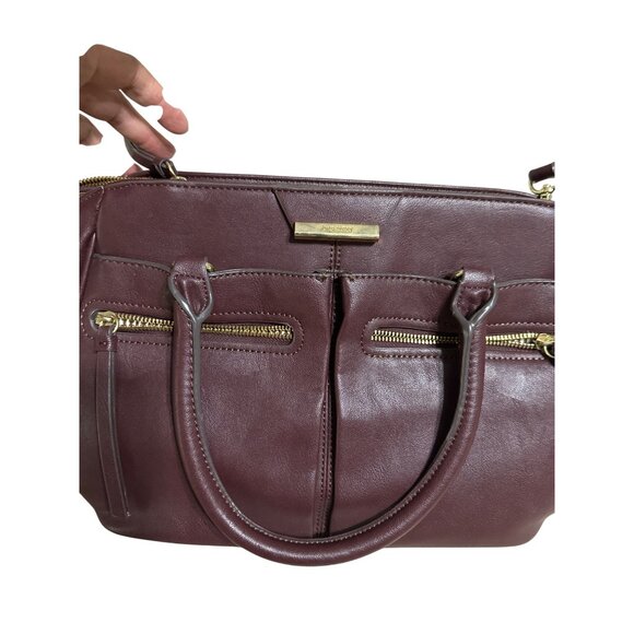 Nine West 15" x 9" x 4" Burgundy Tote Bag With Dual Handles & Adjustable Strap - Picture 9 of 12